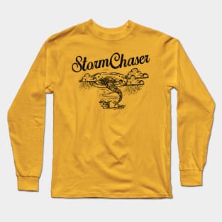 Storm Chaser Vintage Distressed Tornado Graphic Long Sleeve T-Shirt